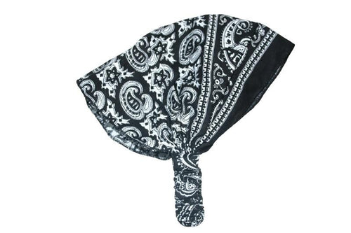 Black Patterned Elastic Bandana - Accessories