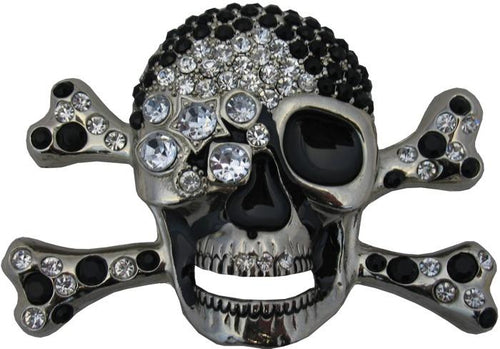 Bejewelled Black Diamond Skull Belt Buckle - Accessories