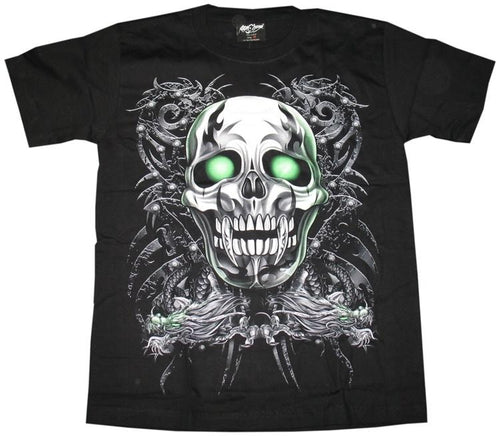 Rock Chan Glow-In-The-Dark Tribal Skull T-shirt - T-shirts