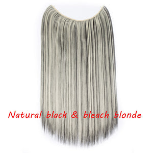 S-noilite 20 inch Invisible Wire No Clip One Piece Halo Hair Extensions Secret Fish Line Hairpieces Wave Straight Synthetic - 