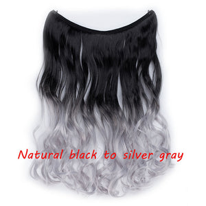 S-noilite 20 inch Invisible Wire No Clip One Piece Halo Hair Extensions Secret Fish Line Hairpieces Wave Straight Synthetic - 