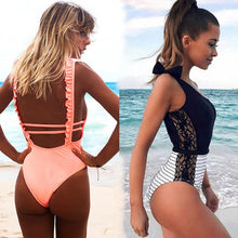 Load image into Gallery viewer, Sexy One Piece Swimsuit Women 2019 Summer Beachwear Lace One Shoulder Swimwear Bathing Suits Bodysuit Monokini Swimsuit - 