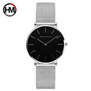 Japan Quartz Movement High Quality 36mm hannah Martin Women Stainless Steel Mesh Rose Gold Waterproof Ladies Watch Dropshipping - 