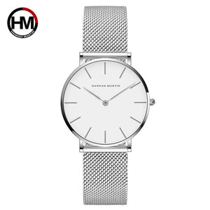 Japan Quartz Movement High Quality 36mm hannah Martin Women Stainless Steel Mesh Rose Gold Waterproof Ladies Watch Dropshipping - 