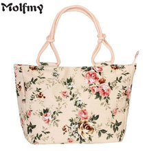 Load image into Gallery viewer, 2019 Fashion Folding Women Big Size Handbag Tote Ladies Casual Flower Printing Canvas Graffiti Shoulder Bag Beach Bolsa Feminina - 