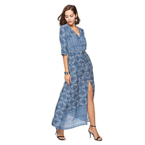 Summer 2019 Casual Sleeveless Maxi Dress Vintage Loose Women Clothes Beach Sexy Dress Fashion Elegant High Waist Long Dresses - 