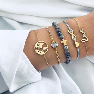 IPARAM Bohemian Shell Map Turtle Bracelet Set 2019 Retro Geometric Statement Female Glamour Fashion Jewelry Jewelry Gift - 