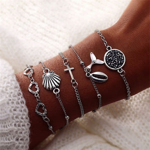 IPARAM Bohemian Shell Map Turtle Bracelet Set 2019 Retro Geometric Statement Female Glamour Fashion Jewelry Jewelry Gift - 