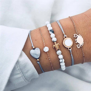 IPARAM Bohemian Shell Map Turtle Bracelet Set 2019 Retro Geometric Statement Female Glamour Fashion Jewelry Jewelry Gift - 