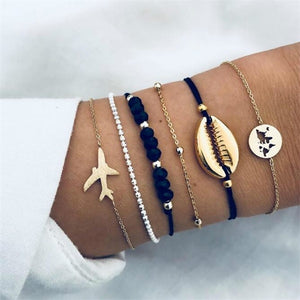 IPARAM Bohemian Shell Map Turtle Bracelet Set 2019 Retro Geometric Statement Female Glamour Fashion Jewelry Jewelry Gift - 