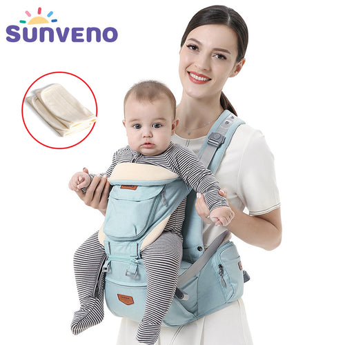 SUNVENO Ergonomic Baby Carrier Infant Baby Hipseat Waist Carrier Front Facing Ergonomic Kangaroo Sling for Baby Travel 0-36M - 