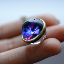 Load image into Gallery viewer, Nebula Galaxy Double Sided Pendant Necklace Glass Art Picture Handmade Statement Universe Planet Jewelry Necklace - 