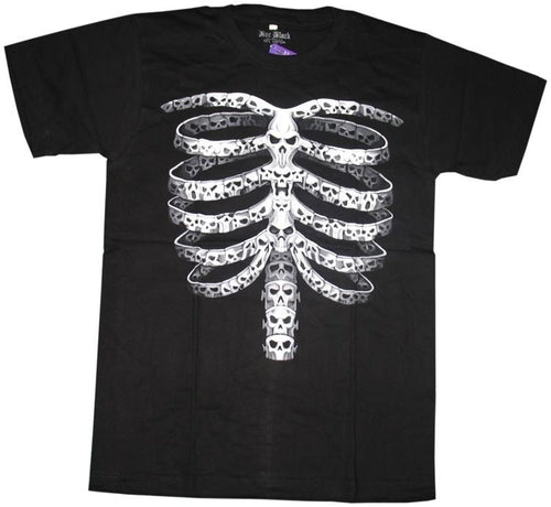 Black Ribcage made of Skulls T-Shirt - T-shirts